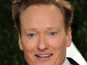 Comedian Conan O'Brien arrives at the 2013 Vanity Fair Oscars Viewing and After Party on Sunday, Feb. 24 2013 at the Sunset Plaza Hotel in West Hollywood, Calif. (Photo by Jordan Strauss/Invision/AP)