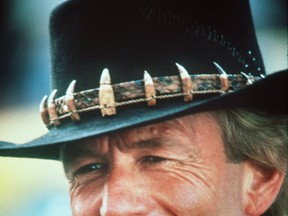 PRV022598 HOGAN     -     Paul Hogan plays the quintessential Australian outdoorsman, Mick Dundee, in the 1988 movie 'Crocodile Dundee'. (files / Vancouver Province)