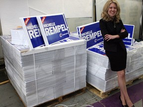 CALGARY, AB:  MARCH 26, 2011- Michelle Rempel, the Conservative party candidate for Calgary Centre-North is ready to hit the  campaign trail with lots of signs ready to go up on March 26, 2011 in Calgary. The federal election is set for May 2. (Lorraine Hjalte / Calgary Herald)     2011-STAR-DUDS For Peter O'Neil (Postmedia News)   REMPEL-MP