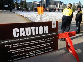 The University of Calgary opposed the Campus Pro-Life protest held on campus grounds.