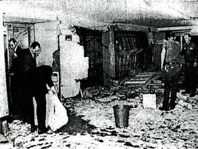 Investigators search for clues after the May 19, 1972 Weatherman bombing of the Pentagon.
