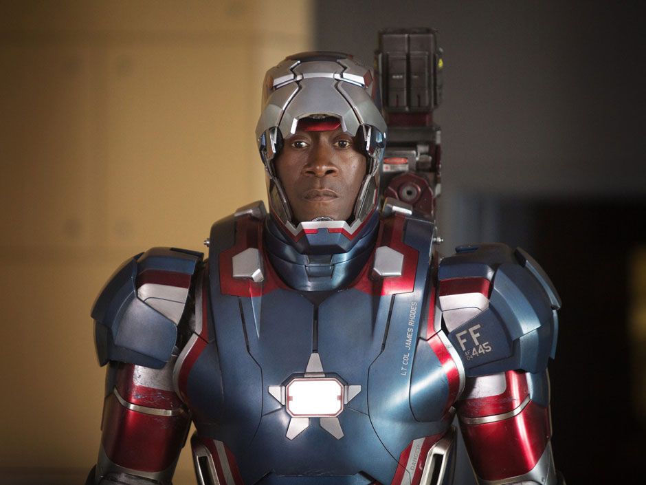 Don Cheadle throws a first pitch on Iron Man 3 Day