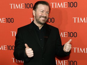 Ricky Gervais attends the Time 100 Gala celebrating the Time 100 issue of the Most Influential People In The World at Jazz at Lincoln Center on April 23, 2013  in New York.         AFP PHOTO / TIMOTHY A.CLARYTIMOTHY A. CLARY/AFP/Getty Images