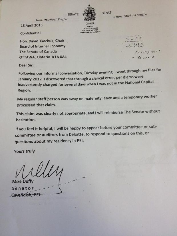 mike duffy letter