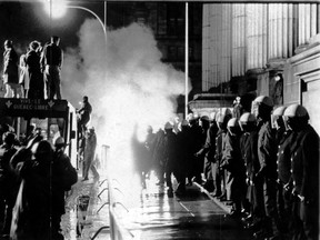 The scene of a firebomb at a Montreal courthouse on November 8 , 1969.