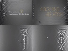Screenshots from the world's smallest movie. IBM used stop motion photography of atoms to create this story of a boy and his atom.