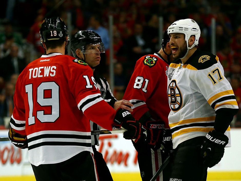 Patrick Kane celebrating first goal Game 5 of the 2013 Stanley Cup Finals  Fine Art Print by Unknown at