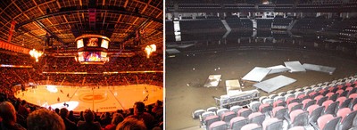 Stunning photos from flooded Saddledome; Flames say arena will be ready for  season