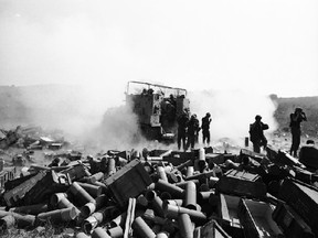 A scene from the battle at the "Valley of Tears" during the Yom Kippur war in 1973.