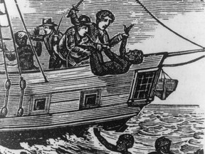 Initially printed in The Liberator — an American abolitionist newspaper — on the 7th of January, 1832, this woodcut depicts what could happen to slaves who fell ill aboard a slave ship.