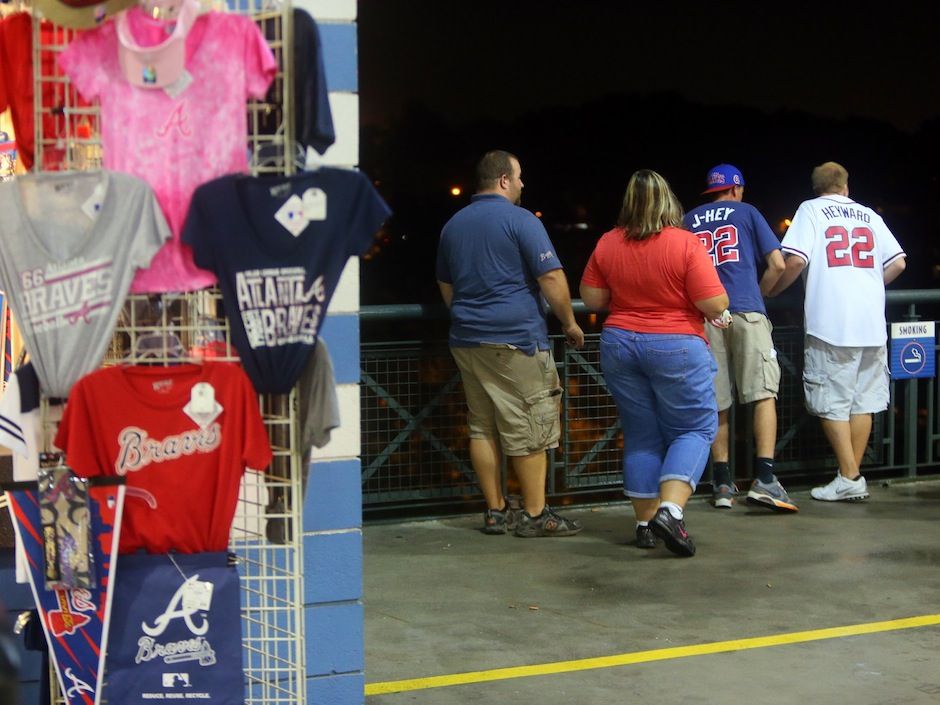 Majestic Atlanta Braves Script Baseball Mens Small Heyward 22 Navy Blue T- shirt
