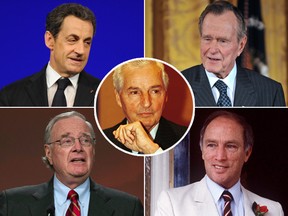 Clockwise from top left: From Nicolas Sarkozy to George H. W. Bush and Pierre Trudeau to Paul Martin, Paul Desmarais, centre, cultivated close ties with provincial, federal and international leaders.
