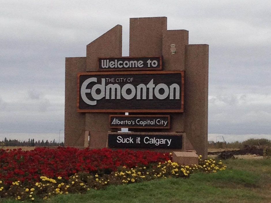 Edmonton welcome signs altered to read 'Suck it Calgary,' 'City of ...