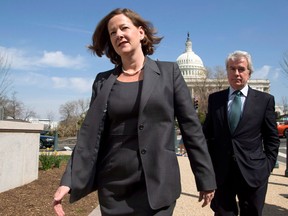 Alberta Premier Alison Redford arrives for meetings on Capitol Hill in Washington, Wednesday, April 10, 2013. The Canadian Taxpayers Federation has put Alberta Premier Alison Redford at the top of its provincial government &ampquot;naughty&ampquot; list for staying in a Washington hotel that charged $876 a night.