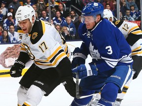 This is not the first time Toronto Maple Leafs captain Dion Phaneuf, right, has drawn attention for his on-ice play. There were calls for him to be suspended early in Toronto’s first-round playoff series against the Boston Bruins last spring after a questionable hit on Daniel Paille.