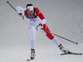Canada's Daria Gaiazova competes in the women's sprint cross-country ski qualification event during the 2014 Sochi Winter Olympics in Sochi, Russia on Tuesday, February 11, 2014. THE CANADIAN PRESS/Nathan Denette
