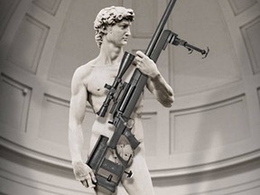 Italy has called for a U.S. gun manufacturer to withdraw an advertisement featuring Michelangelo's statue of David holding a bolt-action rifle.
