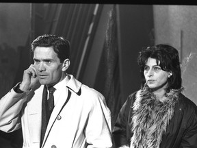 Anna Mangani with Pier Paolo Pasolini during a break in rehearsal of 'Mamma Roma'