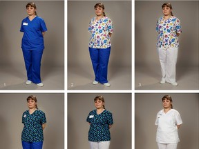 Local Input~ FOR STORY BY TOM BLACKWELL: Cutline: The selection of nurses outfits shown to participants in a Newfoundland study of patient perceptions. Asked to rate each according to qualities ranging from competency to efficiency, professionalism and empathy, the highest marks went to number 7 ñ the most traditional-looking uniform - followed by number 4.

  Photo Credit: © John Crowell-Memorial University   

 Tom Blackwell Senior National Reporter National Post 416-383-2394 tblackwell@nationalpost.com JOHN CROWELL   |   BIO-MEDICAL PHOTOGRAPHER / WEB DESIGN AND DEVELOPMENT Health Sciences Information and Media Service Faculty of Medicine Memorial University of Newfoundland Health Sciences Centre  Rm. H1614 300 Prince Phillip Drive, St. John's, NL, Canada A1B 3V6 T 709 777 6630   |   F 709 777 6396 Photo Credit    |   © John Crowell-Memorial University