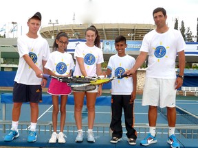 Members of an Israel Tennis Center delegation pose at Canada Stadium, ITC Ramat Hasharon