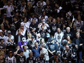 LOS ANGELES, CA - JUNE 13:  Los Angeles Kings fans cheer in the third period while taking on the New York Rangers during Game Five of the 2014 Stanley Cup Final at Staples Center on June 13, 2014 in Los Angeles, California.  (Photo by Christian Petersen/Getty Images)