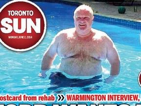 Rob Ford on the cover of Monday's Toronto Sun.