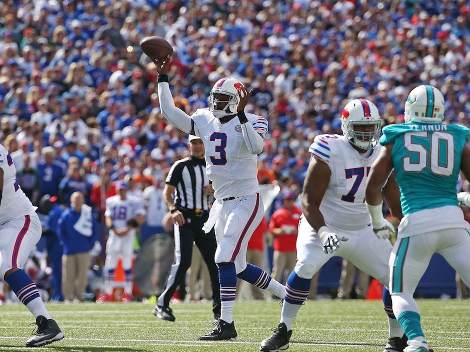 Buffalo Bills free safety George Wilson (37) celebrates after making an  interception during the first quarter against the Miami Dolphins during an  NFL football game in Miami, Sunday, Dec. 19, 2010. (AP