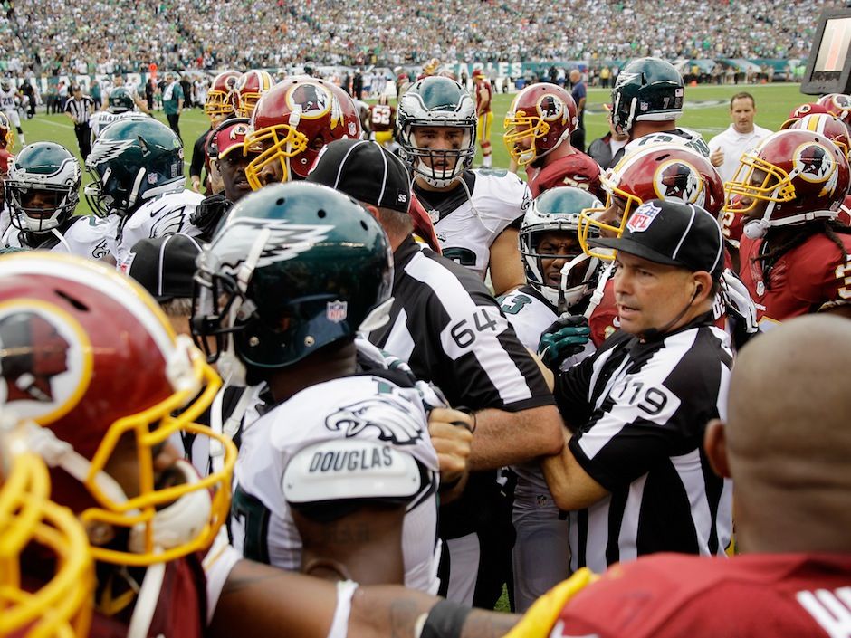 Philadelphia Eagles wide receiver DeSean Jackson celebrates after  completing a 13-yard gain which set up the Eagles first touchdown during  first quarter Philadelphia Eagles-New York Giants game action in  Philadelphia at Lincoln