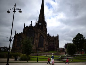 A general view of the Minster in Rotherham, South Yorkshire  August 27, 2014 in Rotherham, England. A report released yesterday claims at least 1,400 children as young as 11 were sexually abused from 1997- 2013 in Rotherham Care Homes but no council staff will face disciplinary action.