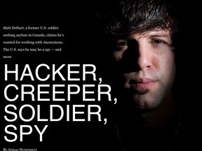 The National Post's multi-part series on former U.S. soldier Matt DeHart's quest for asylum in Canada has been nominated for a Canadian Online Publishing Award.