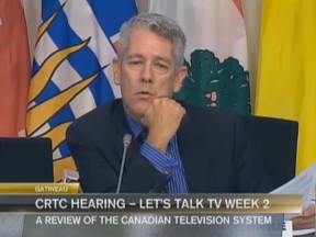 Screenshot of CRTC Chairman Jean-Pierre Blais during Netflix testimony at the CRTC, Let's Talk Tv hearing on Sept 19, 2014.