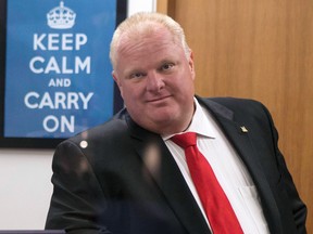 Mayor Rob Ford outside his city hall office in 2014.