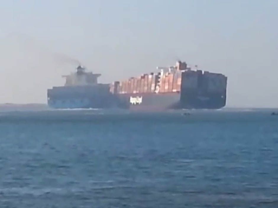 Video shows moment two massive container ships crash into each other in ...