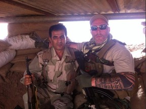 Local Input~ erman, Dutch biker gang members joining Kurds to fight ISIS: A Kurdish-Dutch Twitter account posted a picture of one of the supposed Dutch bikers, sporting a Kurdish keffiyeh and clutching an automatic rifle alongside a Kurdish fighter in what appears to be a bunker. At least three members of Dutch biker gang have joined up with Kurdish fighters in Iraq, according to Agence France Presse. The trio belong to a group known as "No Surrender," a gang with chapters across the country. Their leader, Otto Klaas, confirmed that three had traveled recently to join the front-lines of the pesh merga in the battle against the Islamic State.  Credit: Twitter   fo111814-wp-bikers