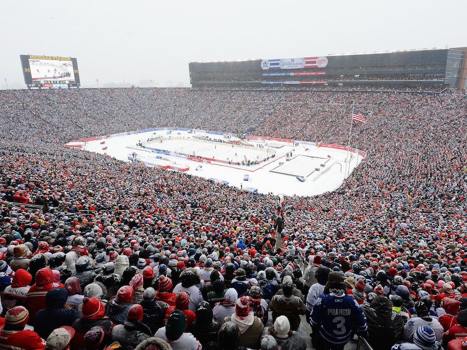 The Boston Bruins and Philadelphia Flyers shake hands at the end of the 2010  Bridgestone NHL Winter Classic at Fenway Park in Boston, Massachusetts on  New Years Day, January 1, 2010. The