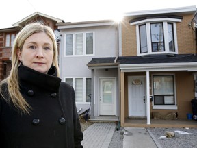 One day, just months after signing their mortgage, Jim and Allison Pantaleo became so concerned with the condition of their house (right, pictured in 2015 after they sold it) that they grabbed their cats, packed their car and fled — afraid their walls might collapse.