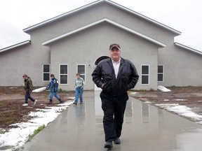 Winston Blackmore outside the community hall in the isolated religious commune of Bountiful, B.C. in 2011.