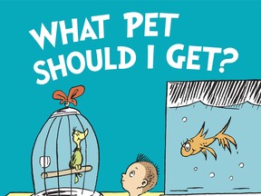 "What Pet Should I Get" is a long-lost Dr. Seuss book featuring the same brother and sister pair from his classic "One Fish Two Fish Red Fish Blue Fish."