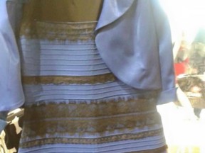 A user posted a photo of this dress to Tumblr with this caption: "guys please help me - is this dress white and gold, or blue and black? Me and my friends can’t agree and we are freaking the f--k out."