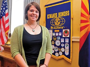 In this May 30, 2013, photo, Kayla Mueller is shown after speaking to a group in Prescott, Ariz.