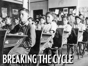 UNDATED -- Residential school children students in a typical classroom. HANDOUT: Truth and Reconciliation Commission.  (CREDIT: Classroom: Anglican Church Archives, Old Sun, P75-103-S7-184.jpg). For Mark Kennedy (Postmedia News) 0104-missing-children ORG XMIT: POS1312181659350565