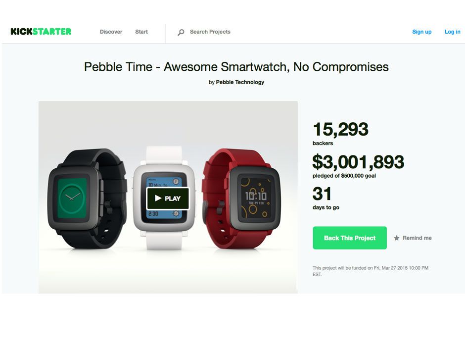 Pebble kickstarter hotsell