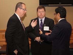 Two of the accused, OPPA president Jim Christie, left, and OPPA vice-president Martin Bain, centre, attend a function in 2014.