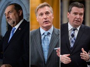 These three ministers had white powder sent to their offices. Denis Lebel, left, Maxime Bernier, centre, and Christian Paradis right.