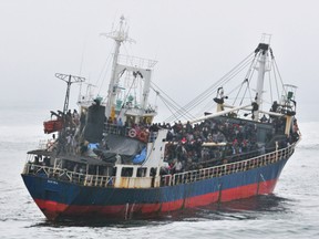The MV Sun Sea arrived off the B.C. coast with 492 Sri Lankan migrants on board in August 2010.