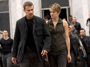 Theo James, left, and Shailene Woodley appear in a scene from The Divergent Series: Insurgent.