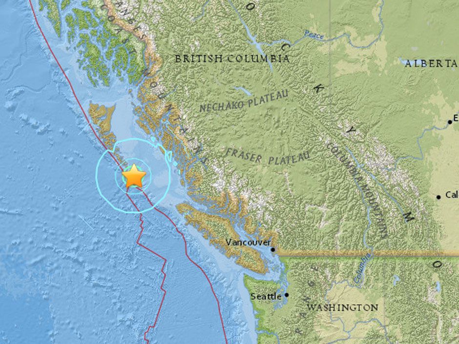 Earthquake hits B.C. 167 km southeast of the Village of Queen Charlotte ...