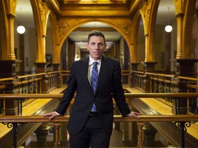 Patrick Brown, the new leader of the Ontario Progressive Conservatives, checks out his new stomping grounds at Queen's Park in Toronto in May.