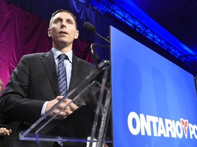 Ontario Progressive Conservative party leader Patrick Brown speaks after winning the PC party leadership in Toronto on Saturday, May 9, 2015.