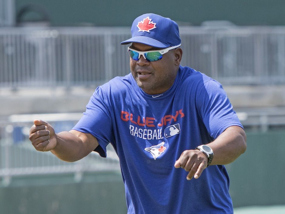Toronto Blue Jays' Tim Raines shows big-league hopefuls how things are done